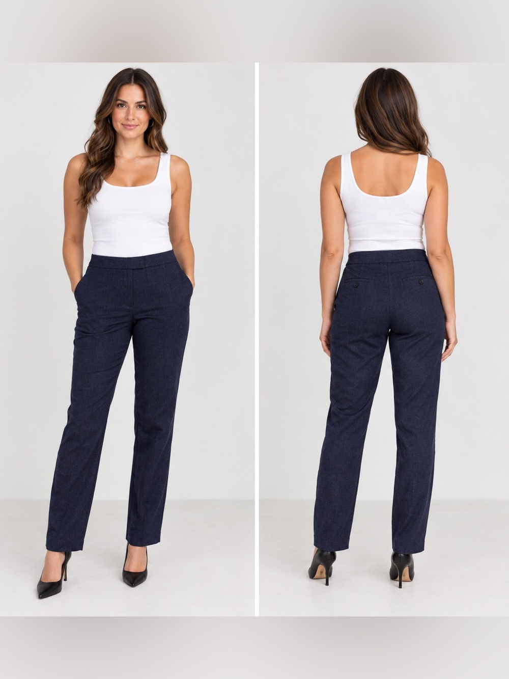 Women’s Brooks Brothers 346 Caroline Fit Wool Trousers Sz 8 Navy Blue